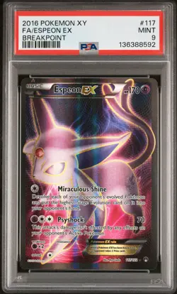 2016 POKEMON XY BREAKPOINT #117 FULL ART/ESPEON EX PSA 9 - Image 1