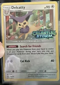 Delcatty SM132 Celestial Storm Prerelease Black Star Promo NM Pokemon Card Game - Image 1