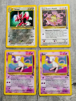 4 Lot Black Star PROMO WOTC Pokemon Cards TCG Mew Scizor Meowth - Image 1
