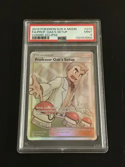 Professor Oak's Setup Full Art Holo Card 233/236 Sm-Cosmic Eclipse PSA 9 - Image 1