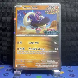 Pokemon Great Tusk 5 SWIRLS Temporal Forces Stamped 096/162 Cosmos 5 SWIRLS - Image 1