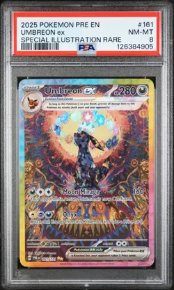 2025 POKEMON PRE EN-PRISMATIC EVOLUTIONS #161 UMBREON EX PSA 8 - Image 1