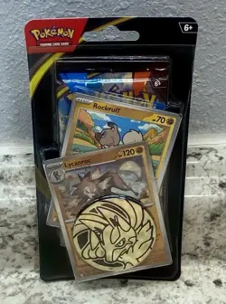 Pokemon TCG- Mega Evolution Checklane Blister Lycanroc Rockruff Booster - Image 1