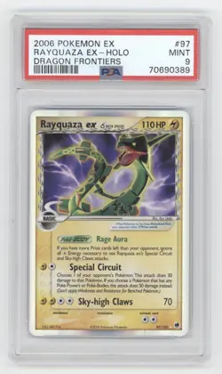 2006 POKEMON DRAGON FRONTIERS RAYQUAZA EX HOLO 97/101 PSA 9 Q1887 - Image 1