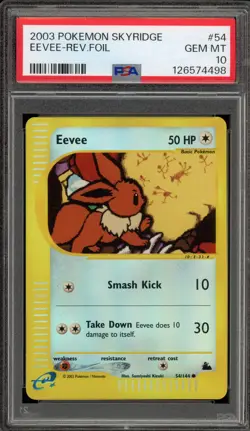 Pokemon Eevee Skyridge Reverse Holo #54 PSA 10 Gem Mint - Image 1