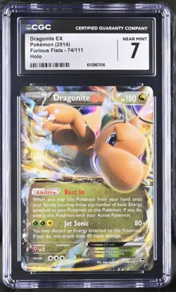 POKEMON DRAGONITE EX 74/111 2014 FURIOUS FISTS ULTRA RARE HOLO CGC 7 NEAR MINT!! - Image 1