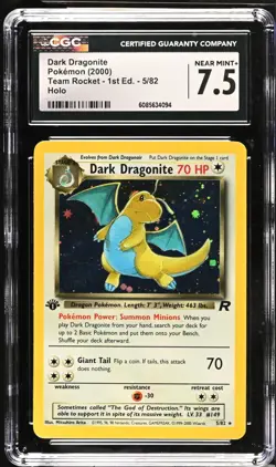 POKEMON CGC 7.5 Dark Dragonite 5/82 Team Rocket - 1st Edition Rare Holo *4094 - Image 1