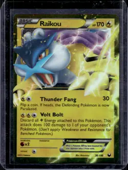 2012 Pokemon Black & White Dark Explorers Raikou EX #38/108 - Image 1