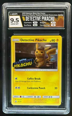 2016-19 Pokemon SM Black Star Promos Detective Pikachu #SM190b HGA 9.5 - Image 1