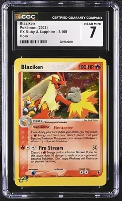Blaziken Holo CGC 7 NEAR MINT (2003) Pokemon EX Ruby & Sapphire #3/109 Vintage - Image 1