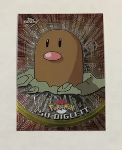 2000 Pokemon Topps Chrome DIGLETT #50 Base Foil TV Animation Series Light Play - Image 1
