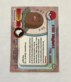 2000 Pokemon Topps Chrome DIGLETT #50 Base Foil TV Animation Series Light Play - Image 5