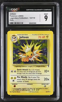CGC 9 MINT Jolteon 2002 Legendary Collection 14/110 Holo Pokemon Card - Image 1
