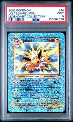 2002 POKEMON LEGENDARY COLLECTION #14 JOLTEON-REVERSE FOIL PSA 9 - Image 1