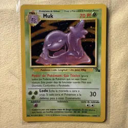Pokemon TCG Fossil Set Muk Espanol 13/62 Holo Rare Unlimited With Half Swirl - Image 1