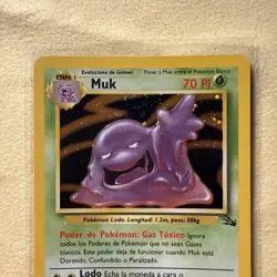 Pokemon TCG Fossil Set Muk Espanol 13/62 Holo Rare Unlimited With Half Swirl - Image 2
