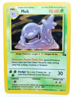 Muk 13/62 Holo Rare Unlimited Fossil Set 1999 - Pokemon Card TCG (Very Good) - Image 1