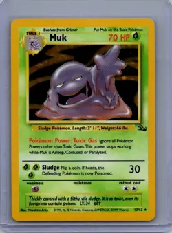Muk 13/62 Pokemon TCG Fossil WOTC Unlimited Holo Rare LP - Image 1