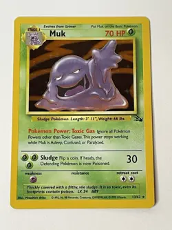 Pokemon TCG Muk 13/62 Fossil 1999 Unlimited Holo Rare Lightly Played - Image 1