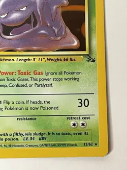Pokemon TCG Muk 13/62 Fossil 1999 Unlimited Holo Rare Lightly Played - Image 3