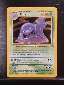 1999 Pokemon TCG Muk Unlimited Holo Rare Fossil 13/62 - Image 1