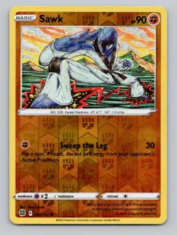 Reverse Holo Sawk 081/172 Common SWSH09: Brilliant Stars Pokemon - Image 1