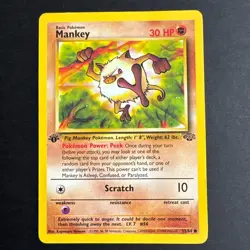 1st Edition Mankey - #55/64 Jungle - Vintage Pokemon Card TCG 1999 - Image 1