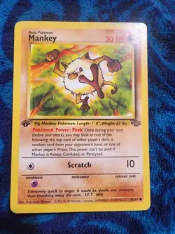 Mankey 55/64 Jungle 1st Edition Stamp Non Holo Foil Pokemon 1999 Vintage - Image 1