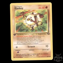 Mankey #55/64 1st Edition Jungle LP/Lightly Played Pokemon 1999 - Image 1