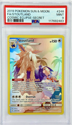 PSA 9 Stoutland #248 Cosmic Eclipse 248/236 Holo Secret Rare 2019 Pokemon - Image 1