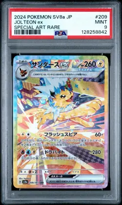 PSA 9 Jolteon ex SAR 209/187 sv8a Terastal Festival Japanese 2024 Pokemon Card - Image 1