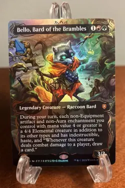 MTG Bello, Bard of the Brambles 0101 Raised Foil Borderless Bloomburrow Magic LP - Image 1