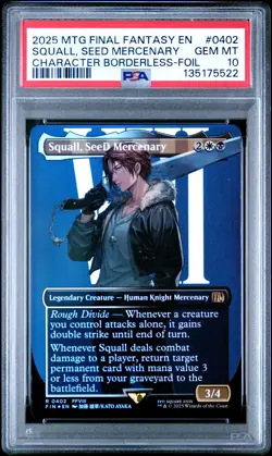 2025 MTG FINAL FANTASY CHARACTER BORDERLESS-FOIL SQUALL, SEED MERCENARY PSA 10 - Image 1