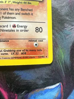 Ninetales 12/102 Base Set Lightly Played LP Holo Rare Pokemon TCG - Image 4