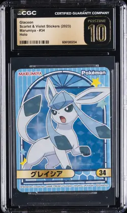 2023 POKEMON SCARLET & VIOLET STICKERS - MARUMIYA GLACEON HOLO CGC 10 PRISTINE - Image 1