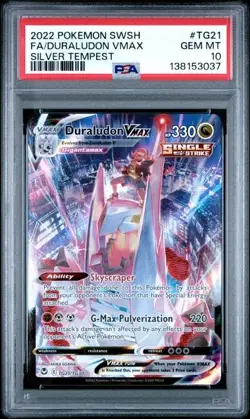 2022 POKEMON SWORD & SHIELD SILVER TEMPEST #TG21 FULL ART/DURALUDON VMAX PSA 10 - Image 1