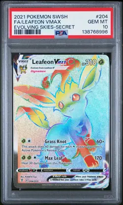 2021 POKEMON SWORD & SHIELD EVOLVING SKIES SECRET FULL ART/LEAFEON VMAX PSA 10 - Image 1