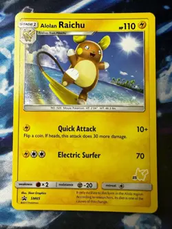 Alolan Raichu #25 SM65 Black Star Promo Pikachu Stamped Pokemon TCG Card NM - Image 1