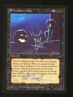 Magic MTG Legends All Hallow's Eve MODERATELY PLAYED MP Rush Signed INKED - Image 1