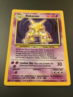 Pokemon OG Base Set Alakazam Holo 1/102 Mark on edge, no holo scratches - Image 1