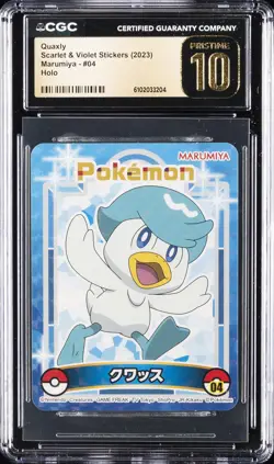 2023 POKEMON SCARLET & VIOLET STICKERS MARUMIYA HOLO #04 QUAXLY CGC 10 PERFECT - Image 1
