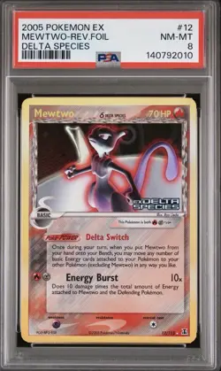 PSA 8 *NEW CERT* Pokemon Mewtwo EX Delta Species Reverse Holo Rare 12/113 - Image 1