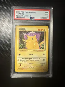 Pikachu Yellow Cheeks Psa 7 58/102 1999 Pokemon Card - Image 1
