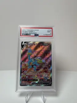 Pokemon TCG Holo Ultra Rare Full Art Machamp V Astral Radiance PSA 9 - Image 1
