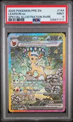 PSA 9 Leafeon EX Prismatic Evolutions SIR 144/131 Graded Pokemon Card - Image 1