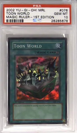 2002 YU-GI-OH! MRL-MAGIC RULER 1ST ED #076 TOON WORLD PSA 10 - Image 1