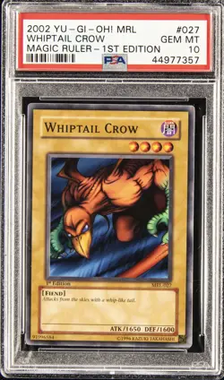 2002 YU-GI-OH! MRL-MAGIC RULER 1ST ED #027 WHIPTAIL CROW PSA 10 - Image 1
