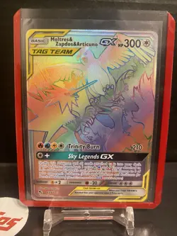 Pokemon TCG Moltres Zapdos Articuno GX Card 69/68 Secret Rainbow Hidden Fates - Image 1