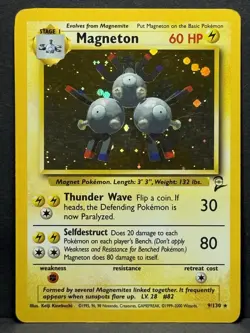 Magneton 9/130 Base Set 2 Unlimited Holo Rare Pokemon TCG Card MP - Image 1