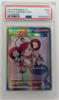 2014 POKEMON CENTER LADY FULL ART HOLO #105 XY FLASHFIRE PSA 5 - Image 1